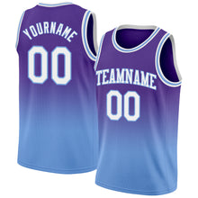 Load image into Gallery viewer, Custom Purple White-Light Blue Authentic Fade Fashion Basketball Jersey