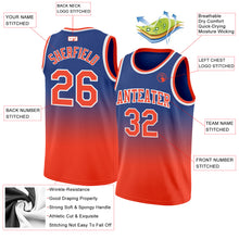 Laden Sie das Bild in den Galerie-Viewer, Custom Royal Orange-White Authentic Fade Fashion Basketball Jersey