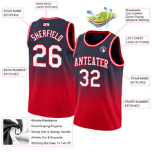 Load image into Gallery viewer, Custom Navy White-Red Authentic Fade Fashion Basketball Jersey