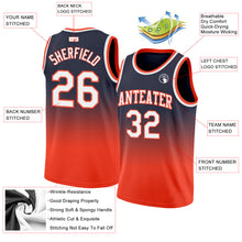 Laden Sie das Bild in den Galerie-Viewer, Custom Navy White-Orange Authentic Fade Fashion Basketball Jersey