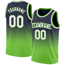 Charger l'image dans la galerie, Custom Navy White-Neon Green Authentic Fade Fashion Basketball Jersey