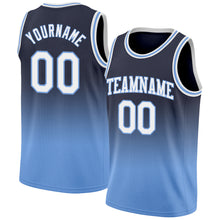 Charger l'image dans la galerie, Custom Navy White-Light Blue Authentic Fade Fashion Basketball Jersey