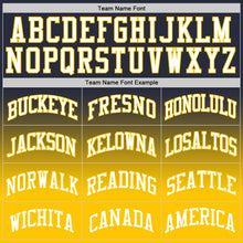 Laden Sie das Bild in den Galerie-Viewer, Custom Navy White-Gold Authentic Fade Fashion Basketball Jersey