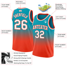 Charger l'image dans la galerie, Custom Teal White-Orange Authentic Fade Fashion Basketball Jersey
