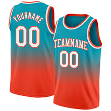 Charger l'image dans la galerie, Custom Teal White-Orange Authentic Fade Fashion Basketball Jersey