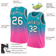 Charger l'image dans la galerie, Custom Teal White-Pink Authentic Fade Fashion Basketball Jersey