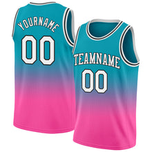 Charger l'image dans la galerie, Custom Teal White-Pink Authentic Fade Fashion Basketball Jersey