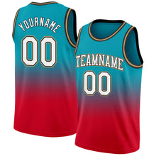 Charger l'image dans la galerie, Custom Teal White-Red Authentic Fade Fashion Basketball Jersey