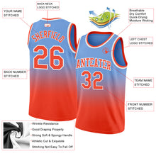 Charger l'image dans la galerie, Custom Light Blue Orange-White Authentic Fade Fashion Basketball Jersey