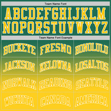 Laden Sie das Bild in den Galerie-Viewer, Custom Kelly Green Gold-White Authentic Fade Fashion Basketball Jersey