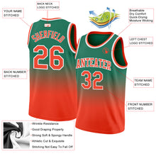 Laden Sie das Bild in den Galerie-Viewer, Custom Kelly Green Orange-White Authentic Fade Fashion Basketball Jersey
