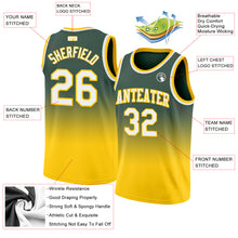Load image into Gallery viewer, Custom Hunter Green White-Gold Authentic Fade Fashion Basketball Jersey