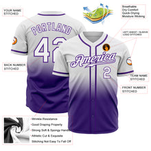 Laden Sie das Bild in den Galerie-Viewer, Custom White White-Purple Authentic Fade Fashion Baseball Jersey