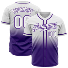 Laden Sie das Bild in den Galerie-Viewer, Custom White White-Purple Authentic Fade Fashion Baseball Jersey