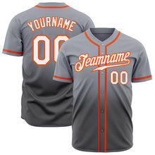 Load image into Gallery viewer, Custom Gray White Steel Gray-Orange Authentic Fade Fashion Baseball Jersey