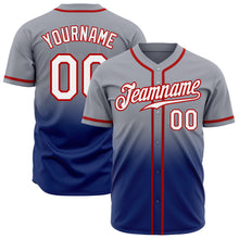 Load image into Gallery viewer, Custom Gray White Royal-Red Authentic Fade Fashion Baseball Jersey