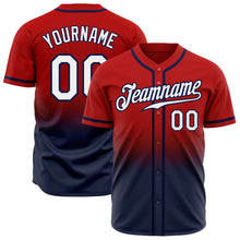 Load image into Gallery viewer, Custom Red White-Navy Authentic Fade Fashion Baseball Jersey