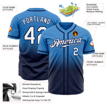 Load image into Gallery viewer, Custom Powder Blue White-Navy Authentic Fade Fashion Baseball Jersey