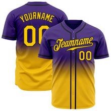 Charger l'image dans la galerie, Custom Purple Yellow-Black Authentic Fade Fashion Baseball Jersey