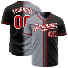 Load image into Gallery viewer, Custom Black Red Gray-White Authentic Gradient Fashion Baseball Jersey