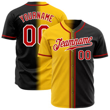 Laden Sie das Bild in den Galerie-Viewer, Custom Black Red Yellow-White Authentic Gradient Fashion Baseball Jersey