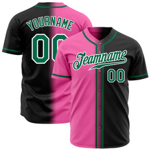 Load image into Gallery viewer, Custom Black Kelly Green Pink-White Authentic Gradient Fashion Baseball Jersey