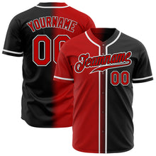 Charger l'image dans la galerie, Custom Black Red-White Authentic Gradient Fashion Baseball Jersey