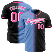 Load image into Gallery viewer, Custom Black Pink Light Blue-White Authentic Gradient Fashion Baseball Jersey