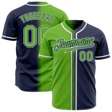 Загрузить изображение в средство просмотра галереи, Custom Navy Neon Green-White Authentic Gradient Fashion Baseball Jersey