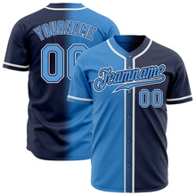 Загрузить изображение в средство просмотра галереи, Custom Navy Powder Blue-White Authentic Gradient Fashion Baseball Jersey