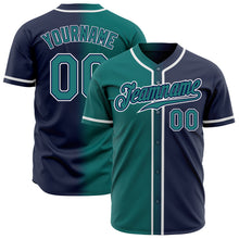 Load image into Gallery viewer, Custom Navy Teal-White Authentic Gradient Fashion Baseball Jersey