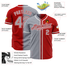 Load image into Gallery viewer, Custom Red Gray-White Authentic Gradient Fashion Baseball Jersey