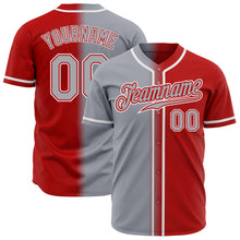 Load image into Gallery viewer, Custom Red Gray-White Authentic Gradient Fashion Baseball Jersey