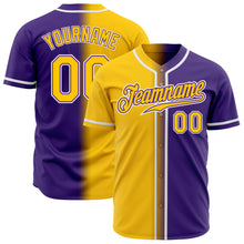 Laden Sie das Bild in den Galerie-Viewer, Custom Purple Yellow-White Authentic Gradient Fashion Baseball Jersey