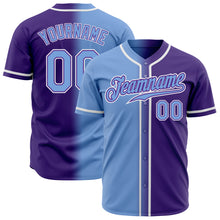 Charger l'image dans la galerie, Custom Purple Light Blue-White Authentic Gradient Fashion Baseball Jersey
