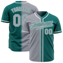 Load image into Gallery viewer, Custom Teal Gray-White Authentic Gradient Fashion Baseball Jersey