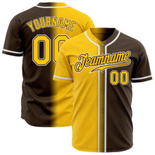 Загрузить изображение в средство просмотра галереи, Custom Brown Yellow-White Authentic Gradient Fashion Baseball Jersey