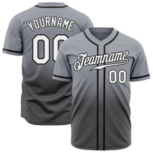 Load image into Gallery viewer, Custom Gray White Steel Gray-Black Authentic Fade Fashion Baseball Jersey