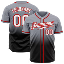 Laden Sie das Bild in den Galerie-Viewer, Custom Gray White Black-Red Authentic Fade Fashion Baseball Jersey