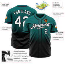 Charger l'image dans la galerie, Custom Teal White-Black Authentic Fade Fashion Baseball Jersey