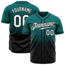 Charger l'image dans la galerie, Custom Teal White-Black Authentic Fade Fashion Baseball Jersey
