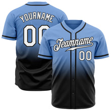 Laden Sie das Bild in den Galerie-Viewer, Custom Light Blue White-Black Authentic Fade Fashion Baseball Jersey