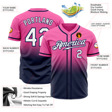Load image into Gallery viewer, Custom Pink White-Navy Authentic Fade Fashion Baseball Jersey