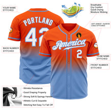 Charger l'image dans la galerie, Custom Orange White-Light Blue Authentic Fade Fashion Baseball Jersey