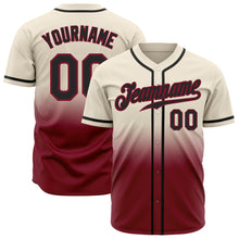 Charger l'image dans la galerie, Custom Cream Black-Crimson Authentic Fade Fashion Baseball Jersey