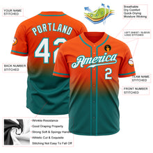 Laden Sie das Bild in den Galerie-Viewer, Custom Orange White-Teal Authentic Fade Fashion Baseball Jersey