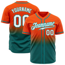 Laden Sie das Bild in den Galerie-Viewer, Custom Orange White-Teal Authentic Fade Fashion Baseball Jersey