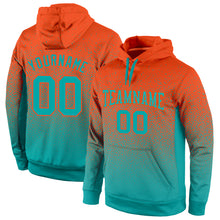 Load image into Gallery viewer, Custom Stitched Orange Aqua Fade Fashion Sports Pullover Sweatshirt Hoodie