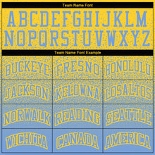 Load image into Gallery viewer, Custom Stitched Gold Light Blue Fade Fashion Sports Pullover Sweatshirt Hoodie