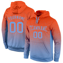 Laden Sie das Bild in den Galerie-Viewer, Custom Stitched Orange Light Blue Fade Fashion Sports Pullover Sweatshirt Hoodie